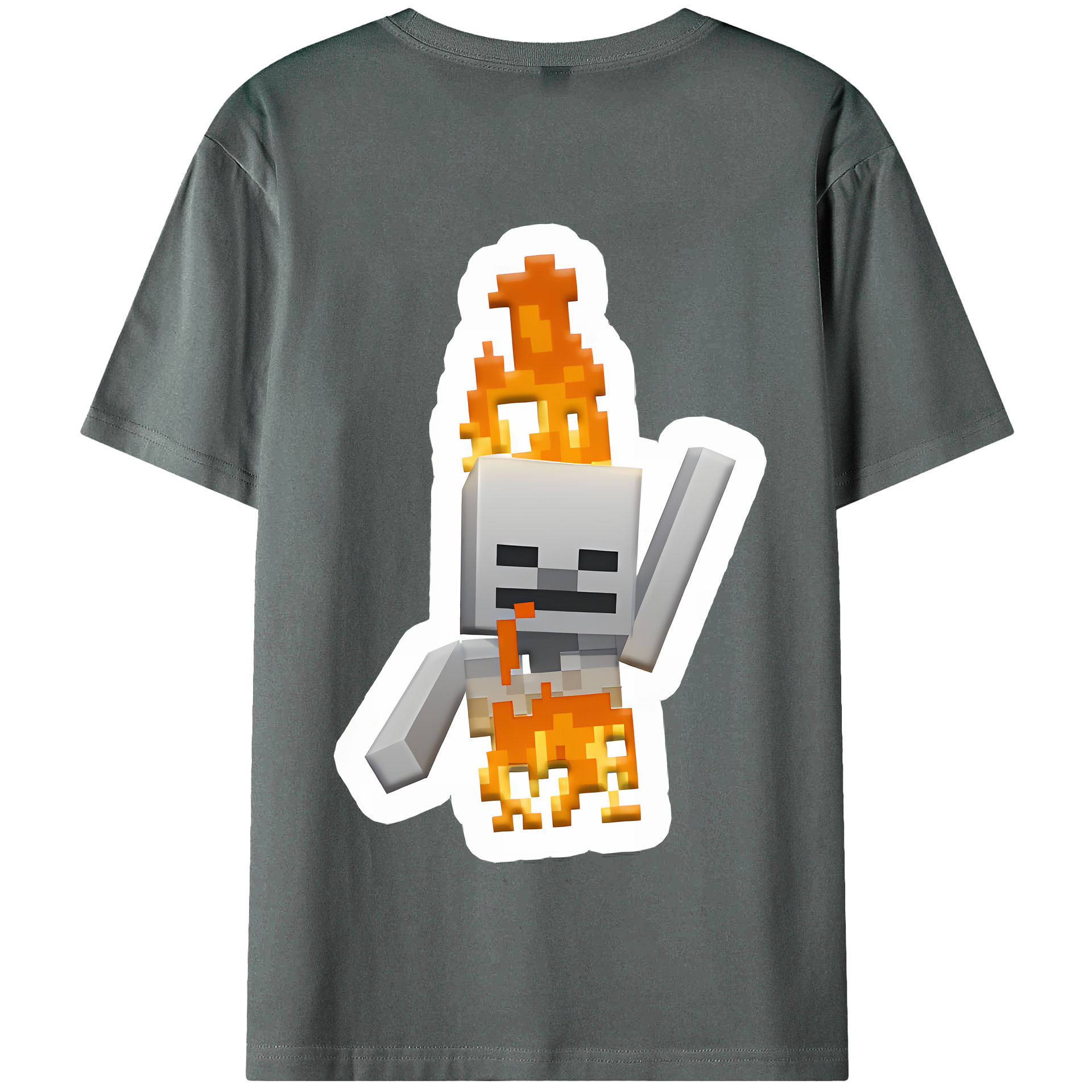 （画像用） マインクラフト ブロックの世界 Minecraft MC Block world 綿100％半袖Tシャツ（背面プリント）